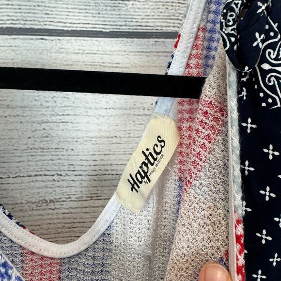 Haptics Plus Size Blue Red White Knit USA Sleeveless Top Size 3X - Picture 4 of 7